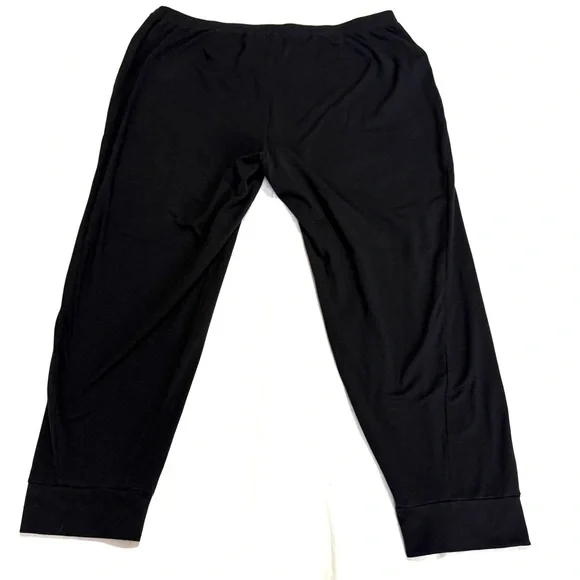 Eileen Fisher Pants Womens 1X Black Cotton Spandex Pull On Crop Stretchy - Picture 2 of 8